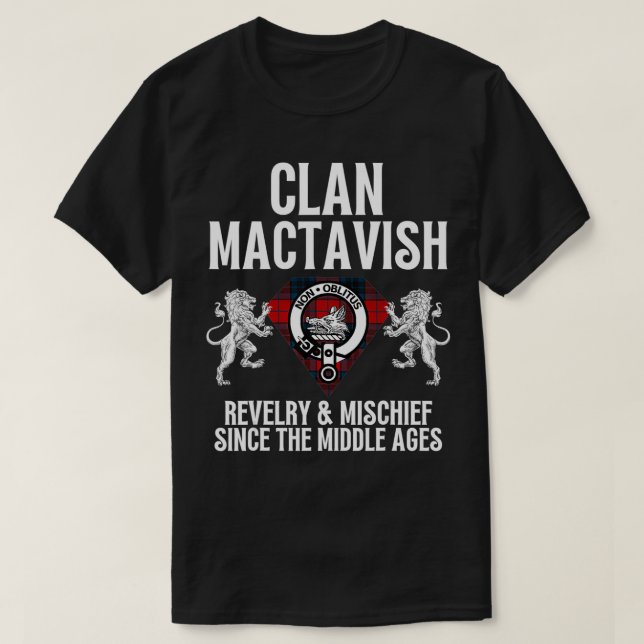 MacTavish Clan Scottish Name Coat Of Arms Tartan F T-Shirt (Design Front)