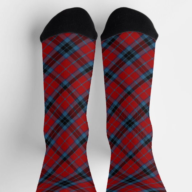 MacTavish Tartan Red and Blue Plaid Socks (Top)