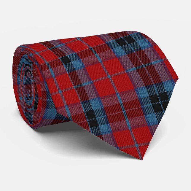 MacTavish Tartan Red and Blue Plaid Tie (Rolled)