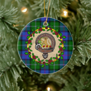 MacThomas  Badge & Tartan Personalised Christmas Ceramic Ornament