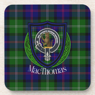 MacThomas Scottish Clan Tartan & Crest Coaster