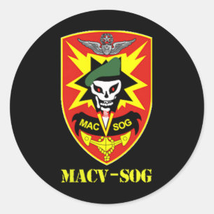 Macv-sog Army Unit Small Patch Full Colour Vietnam Classic Round Sticker