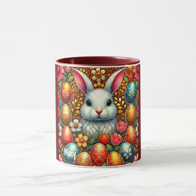 MACY  ~ EASTER BUNNY Eggs Flowers ~ Mug (Center)