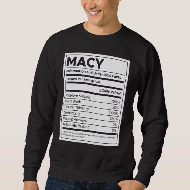 Macy Nutrition Information Problem Solving Hard Wo Sweatshirt (Front)