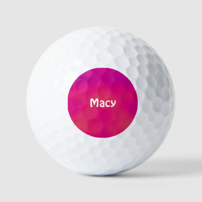 MACY  ~Shades of Pink patterned Golf Ball - unique (Front)