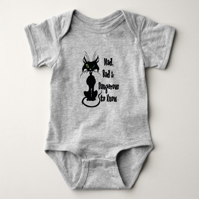 Mad, Bad & Dangerous to Know, Black Cat Baby Bodysuit (Front)