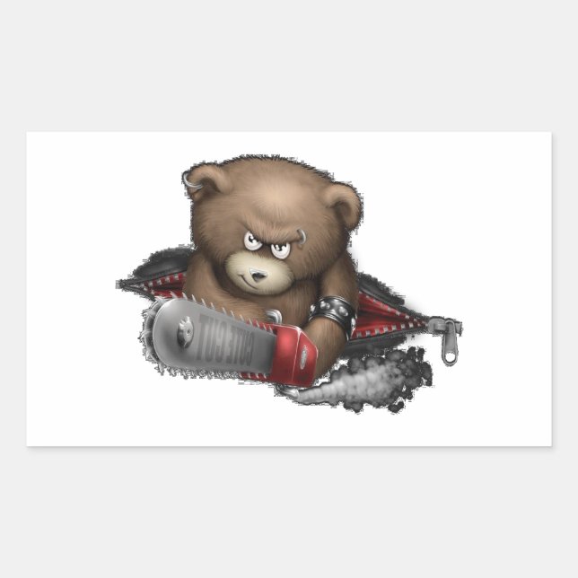 Mad Bear Chainsaw Rectangular Sticker (Front)