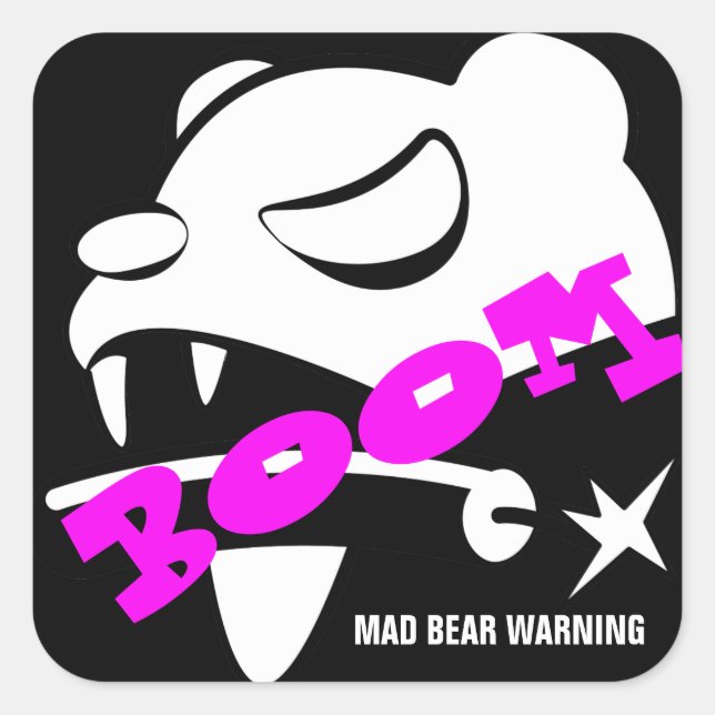 Mad Bear Square Sticker (Front)