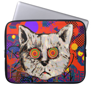 mad cat meow laptop sleeve
