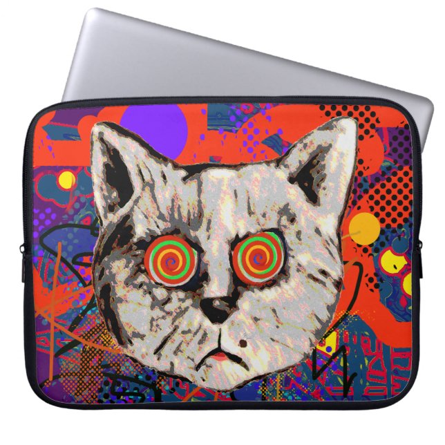 mad cat meow laptop sleeve (Front)