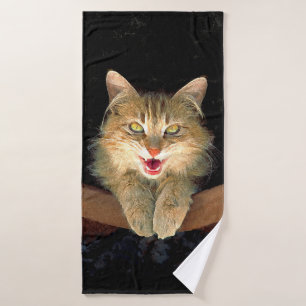 Mad Cat Painting - Cute Original Cat Art Bath Towel Set