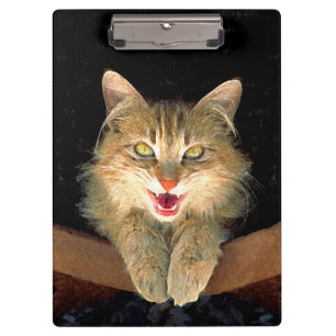 Mad Cat Painting - Cute Original Cat Art Clipboard