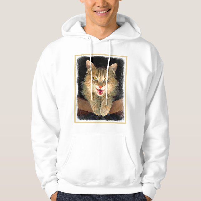 Mad Cat Painting - Cute Original Cat Art Hoodie (Front)