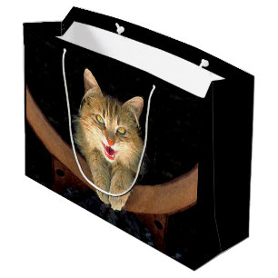 Mad Cat Painting - Cute Original Cat Art Large Gift Bag