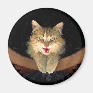 Mad Cat Painting - Cute Original Cat Art Magnet