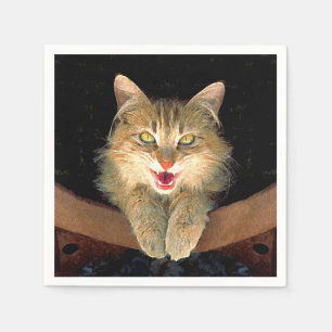 Mad Cat Painting - Cute Original Cat Art Napkin