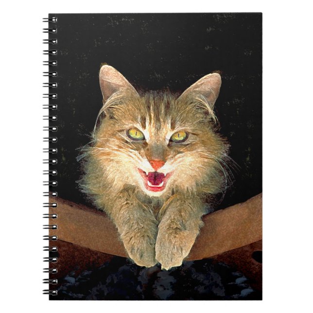 Mad Cat Painting - Cute Original Cat Art Notebook (Front)