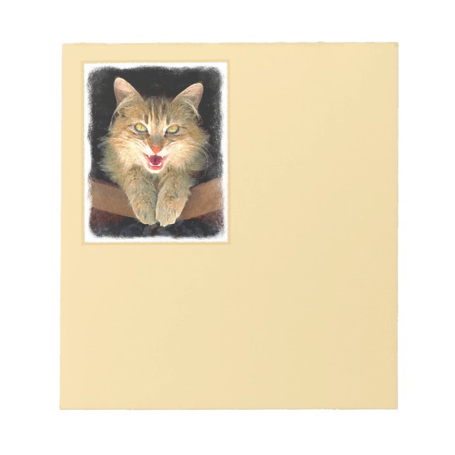 Mad Cat Painting - Cute Original Cat Art Notepad (Front)