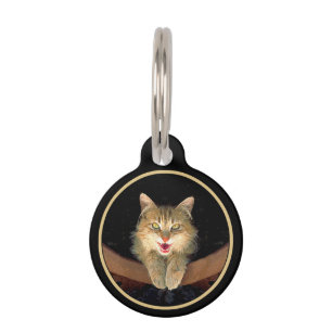 Mad Cat Painting - Cute Original Cat Art Pet Tag