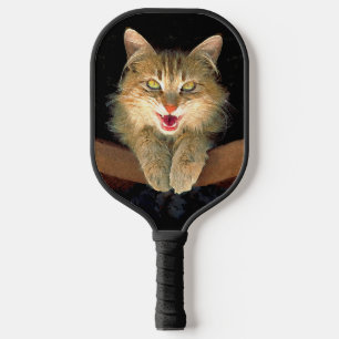 Mad Cat Painting - Cute Original Cat Art Pickleball Paddle