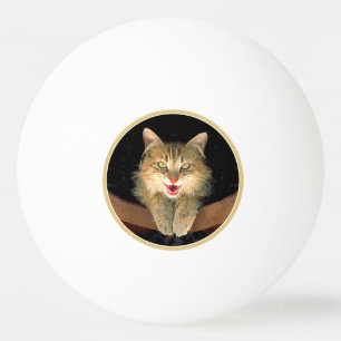 Mad Cat Painting - Cute Original Cat Art Ping Pong Ball