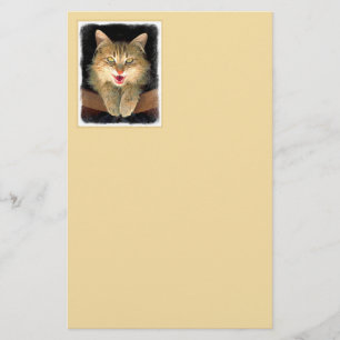 Mad Cat Painting - Cute Original Cat Art Stationery