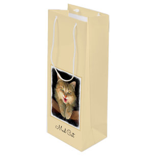 Mad Cat Painting - Cute Original Cat Art Wine Gift Bag