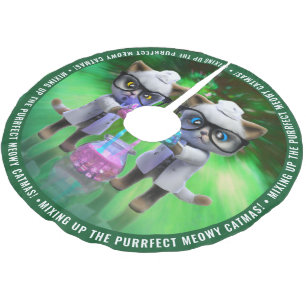 Mad Cat Scientists Mixing Up Purrfect Meowy Catmas Brushed Polyester Tree Skirt