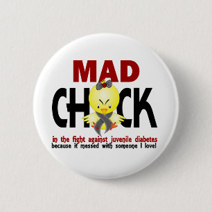 Mad Chick In The Fight Juvenile Diabetes 6 Cm Round Badge