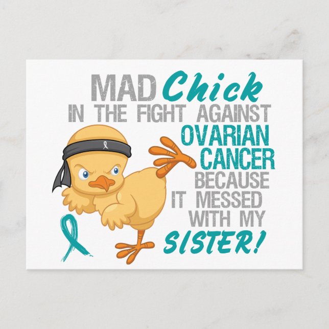 Mad Chick Messed With Sister 3 Ovarian Cancer Postcard (Front)