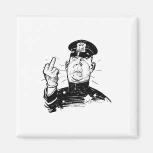 Mad Cop Flipping the Bird Magnet
