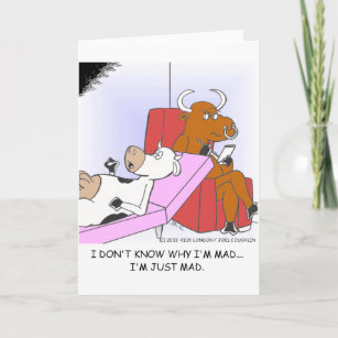 Mad Cow In Therapy Funny Gifts & Collectibles Card