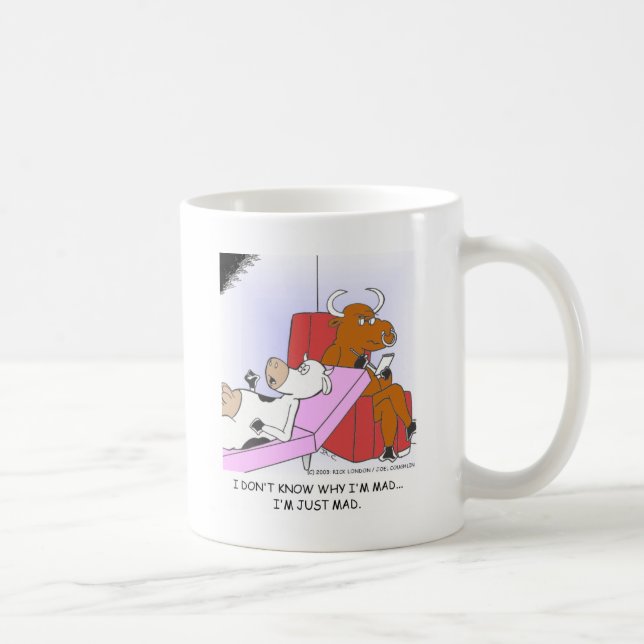 Mad Cow In Therapy Funny Gifts & Collectibles Coffee Mug (Right)