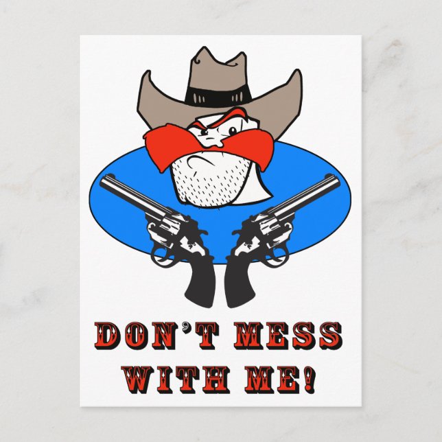 Mad Cowboy Funny Humour Illustration Postcard (Front)