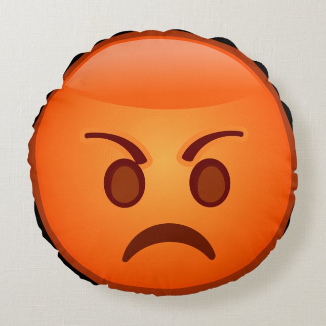 Mad Emoji Face Round Cushion (Front)