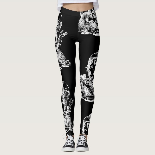 Mad Hatter Alice Black Leggings (Front)