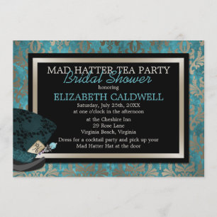 Mad Hatter Alice in Wonderland Bridal Shower Invitation