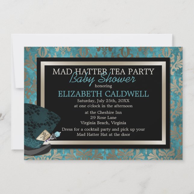 Mad Hatter Alice in Wonderland Bridal Shower Invitation (Front)