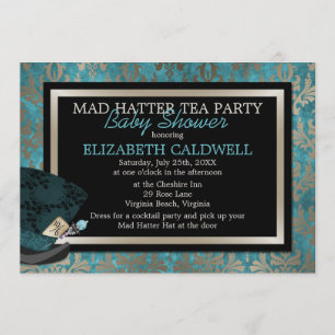 Mad Hatter Alice in Wonderland Bridal Shower Invitation