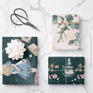 Mad Hatter Alice In Wonderland Collage Decoupage Wrapping Paper Sheet