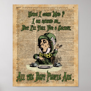 Mad Hatter,Alice In Wonderland,Quote Vintage Art Poster