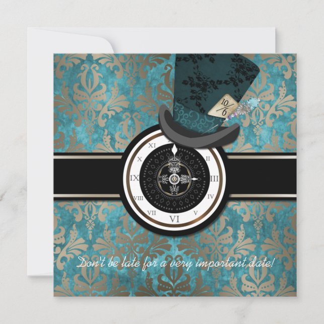 Mad Hatter Alice in Wonderland Wedding Invitation (Front)