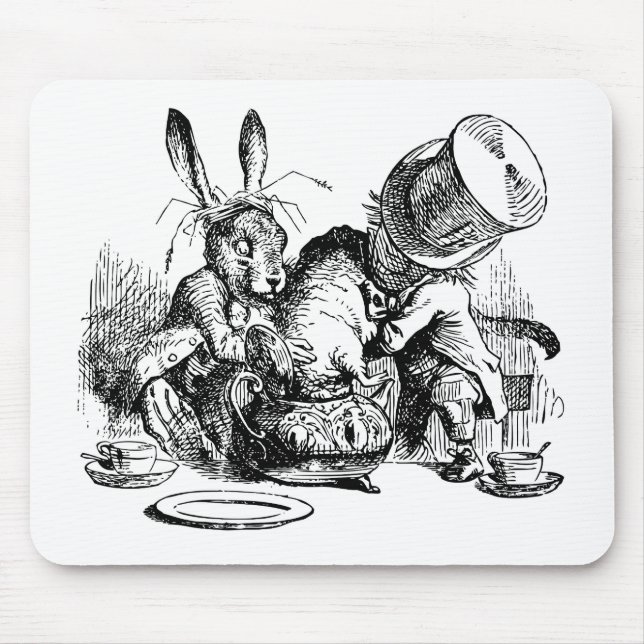 Mad Hatter and March Hare dunking the Dormouse Mouse Pad (Front)