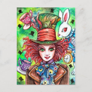 Mad Hatter and Rabbit Postcard
