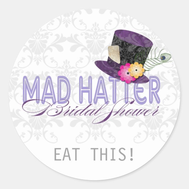 Mad Hatter Bridal Shower Thank You Stickers (Front)