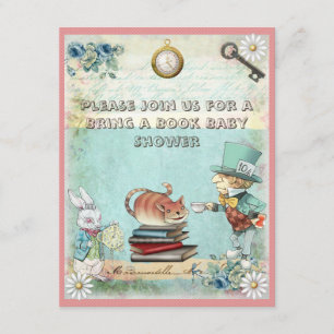 Mad Hatter Bring a Book Baby Shower for Girls Invitation