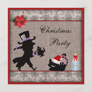 Mad Hatter & Cheshire Cat Christmas Party Invites