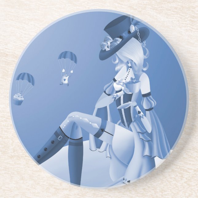 Mad Hatter in Tea Cup  Coaster (Front)