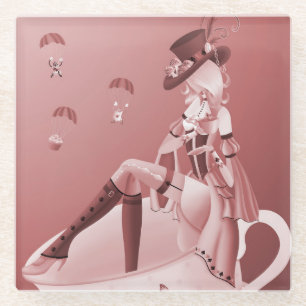 Mad Hatter in teacup  Glass Coaster