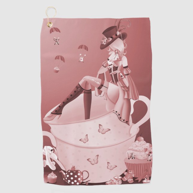 Mad Hatter in Teacup  Golf Towel (Front)